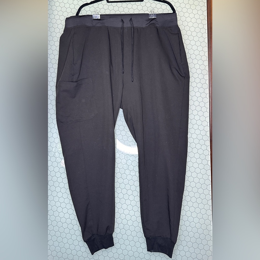 Black Jogger-Style Mandala Scrub Pants (Sizes XL)
